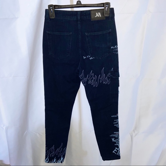 Skinny Graffiti High Waist Knee Rip Cargo Jeans - Picture 7 of 9